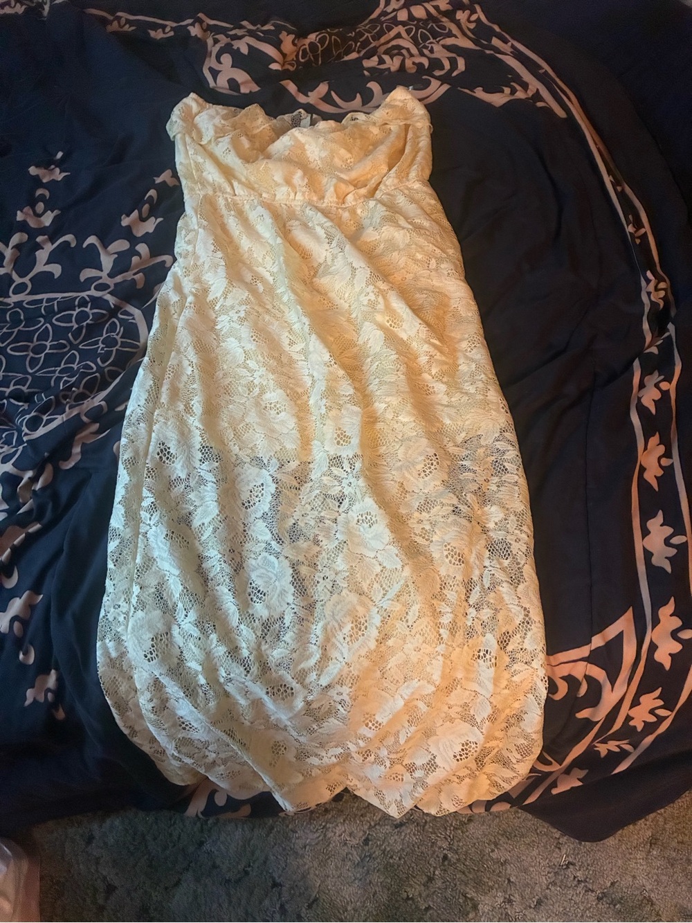 Trixxi Strapless Lace Dress in Ivory